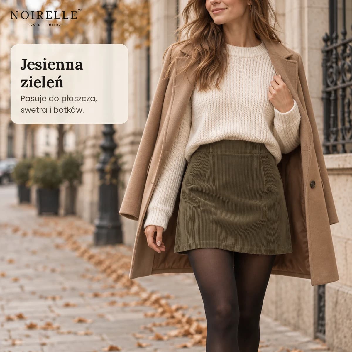 Noirelle™ Cord Thermo – Ocieplana Spódnica Sztruksowa z Szortami