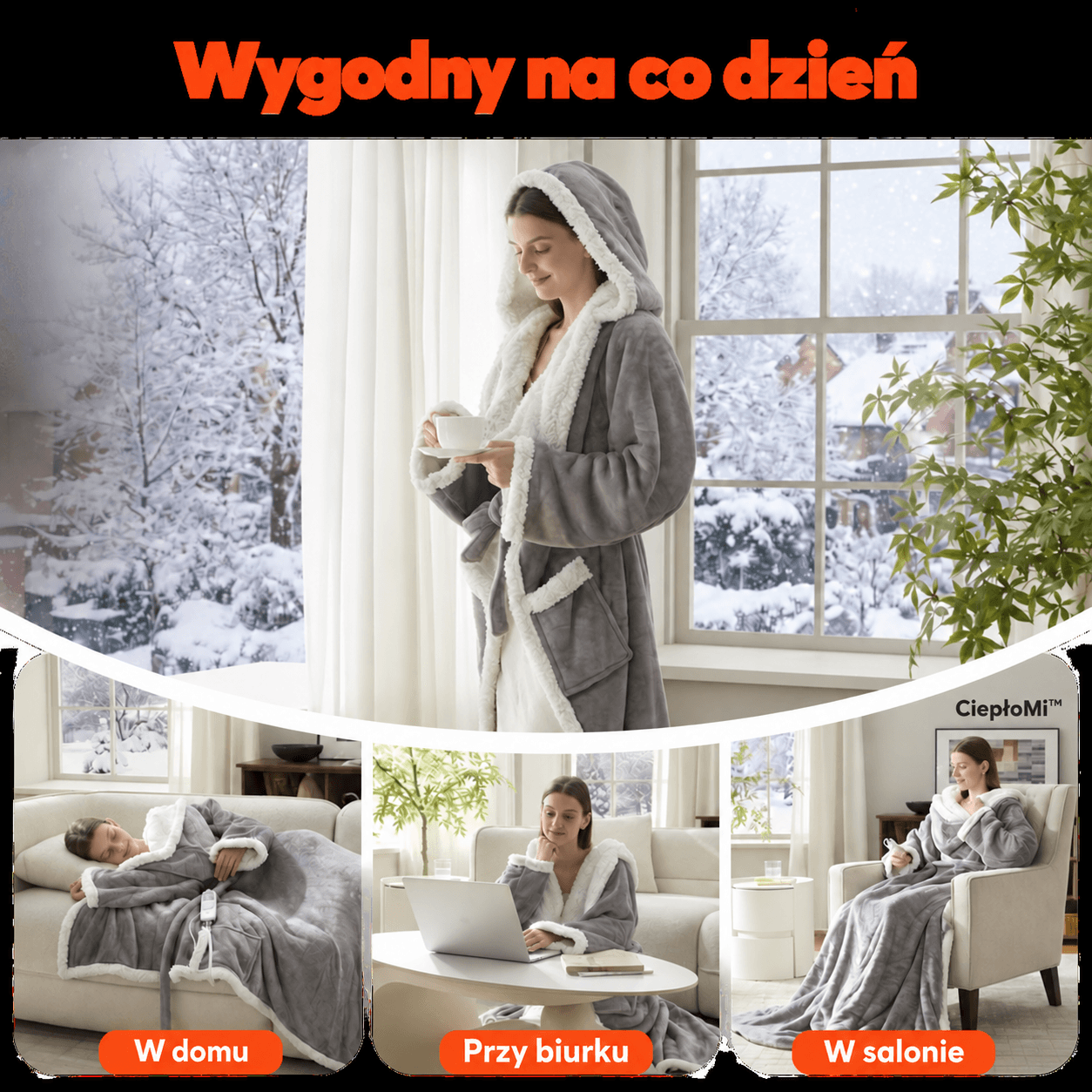 CiepłoMi™ – elektryczny koc do noszenia, gołębia szarość