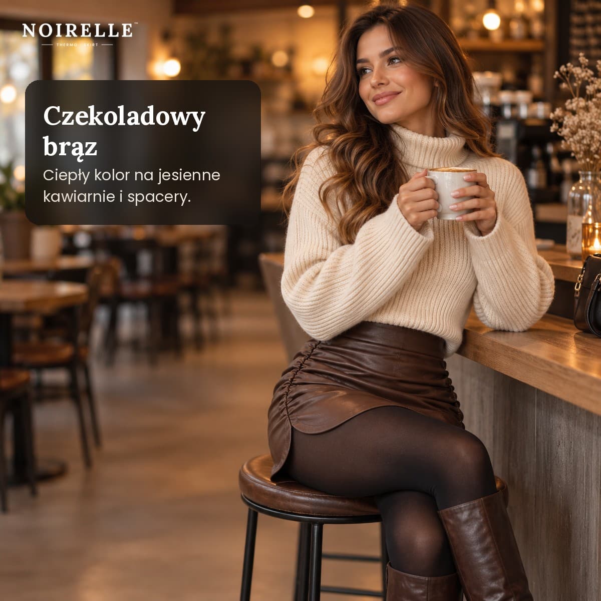 Noirelle™ Thermo – Ocieplana Spódnica z Ekoskóry z Szortami
