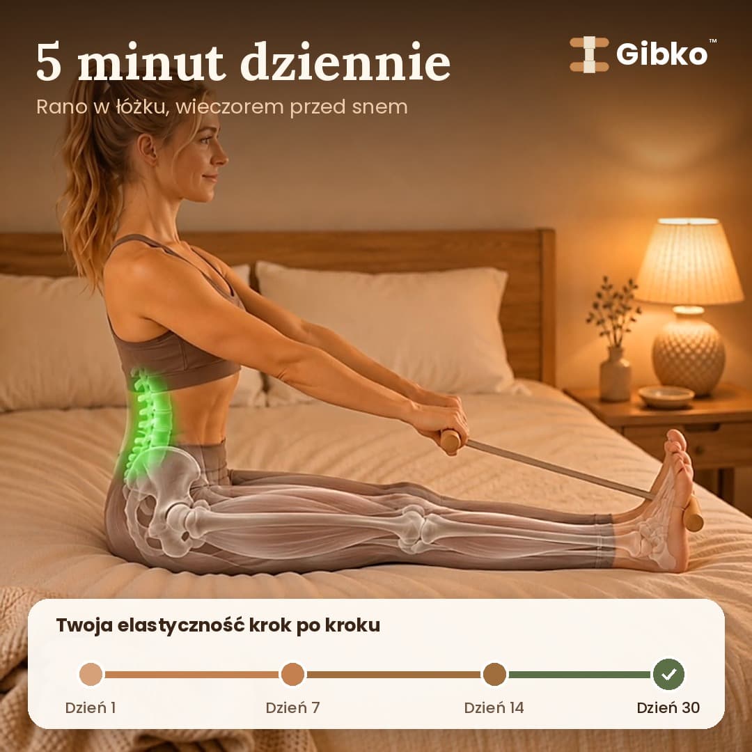 Gibko™ – drewniany rozciągacz do stretchingu nóg i pleców z taśmą