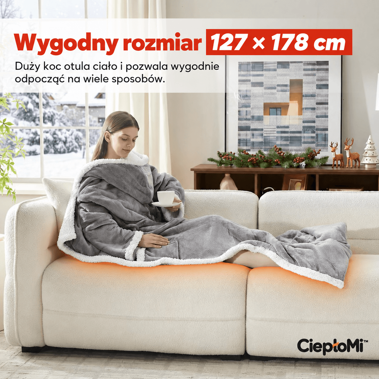 CiepłoMi™ – elektryczny koc do noszenia, gołębia szarość