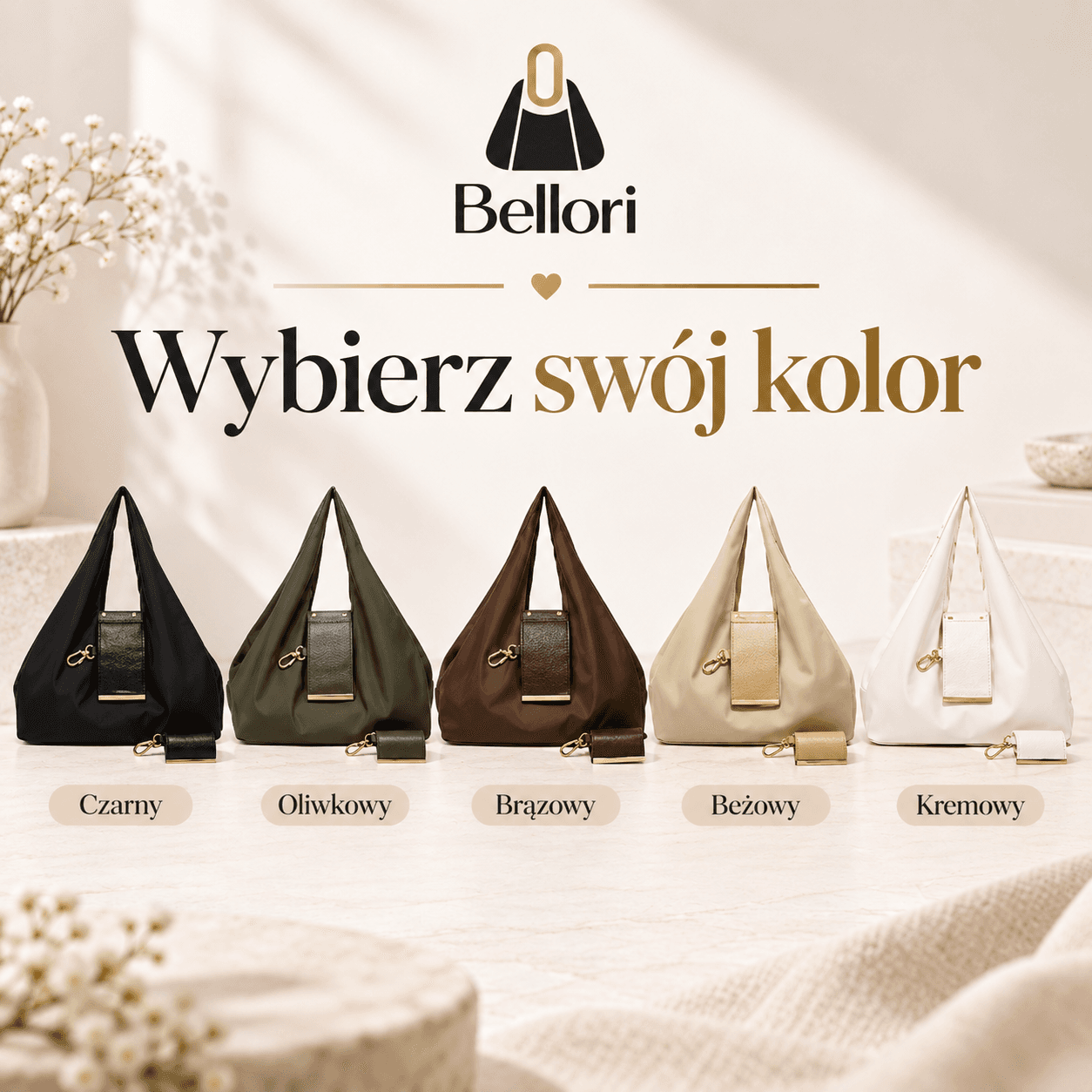 Bellori™ – składana torba shopper w etui z karabińczykiem