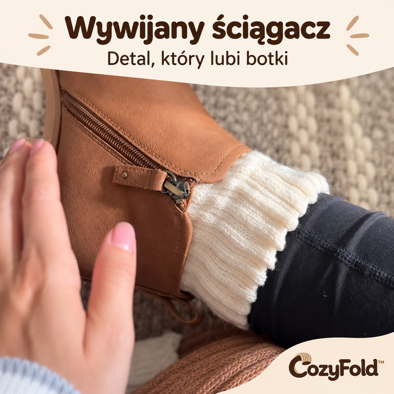 CozyFold™ – skarpety damskie z wywijanym ściągaczem, 5 par