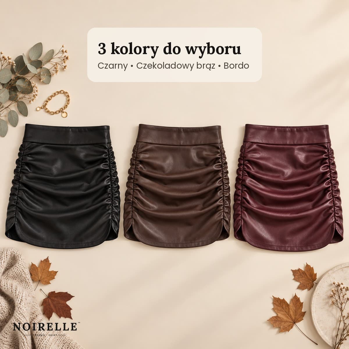 Noirelle™ Thermo – Ocieplana Spódnica z Ekoskóry z Szortami