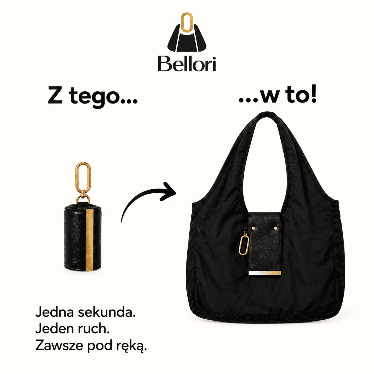 Bellori™ – składana torba shopper w etui z karabińczykiem
