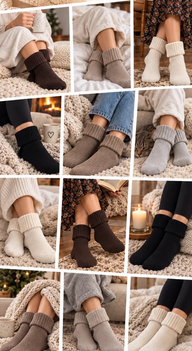 CozyFold™ – skarpety damskie z wywijanym ściągaczem, 5 par