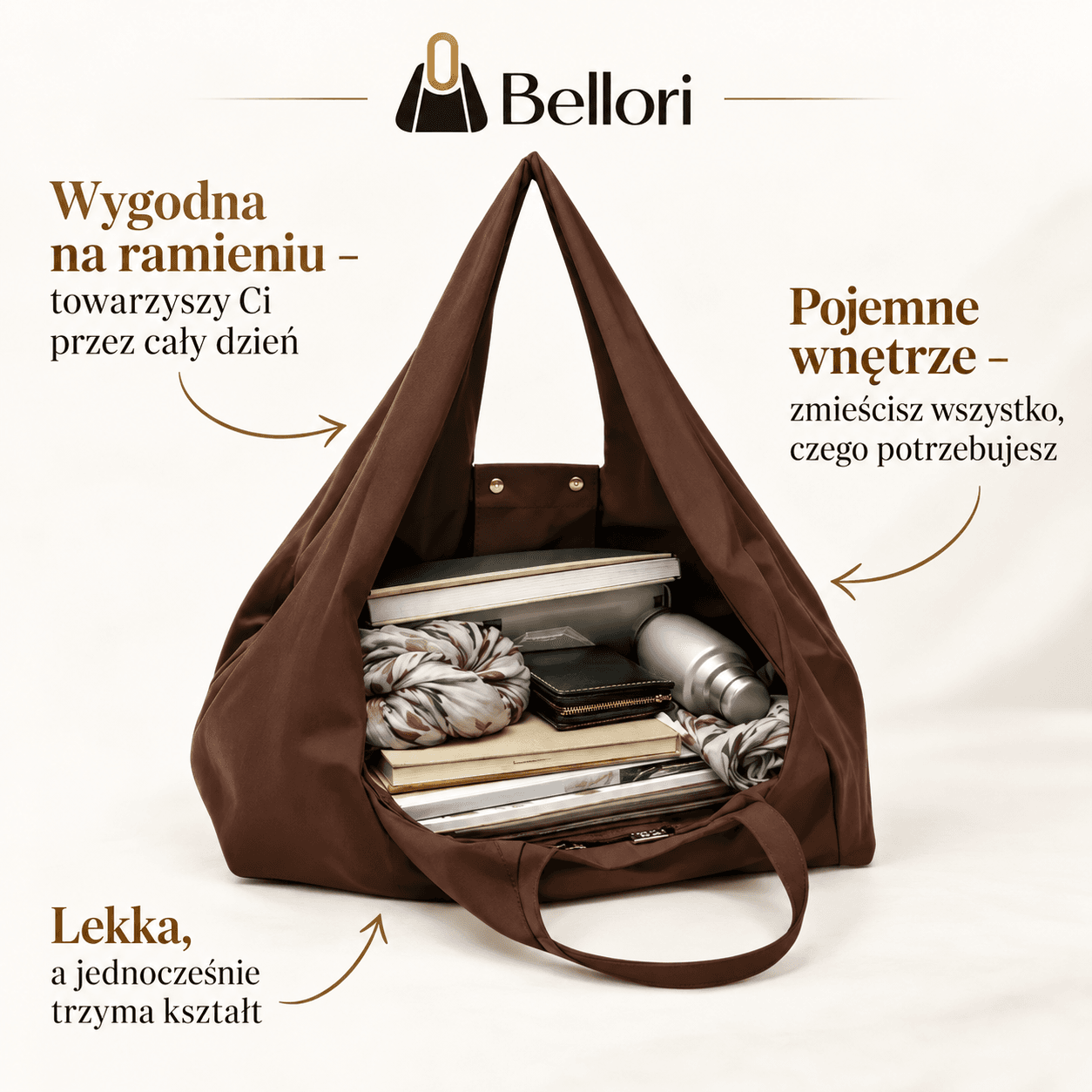 Bellori™ – składana torba shopper w etui z karabińczykiem