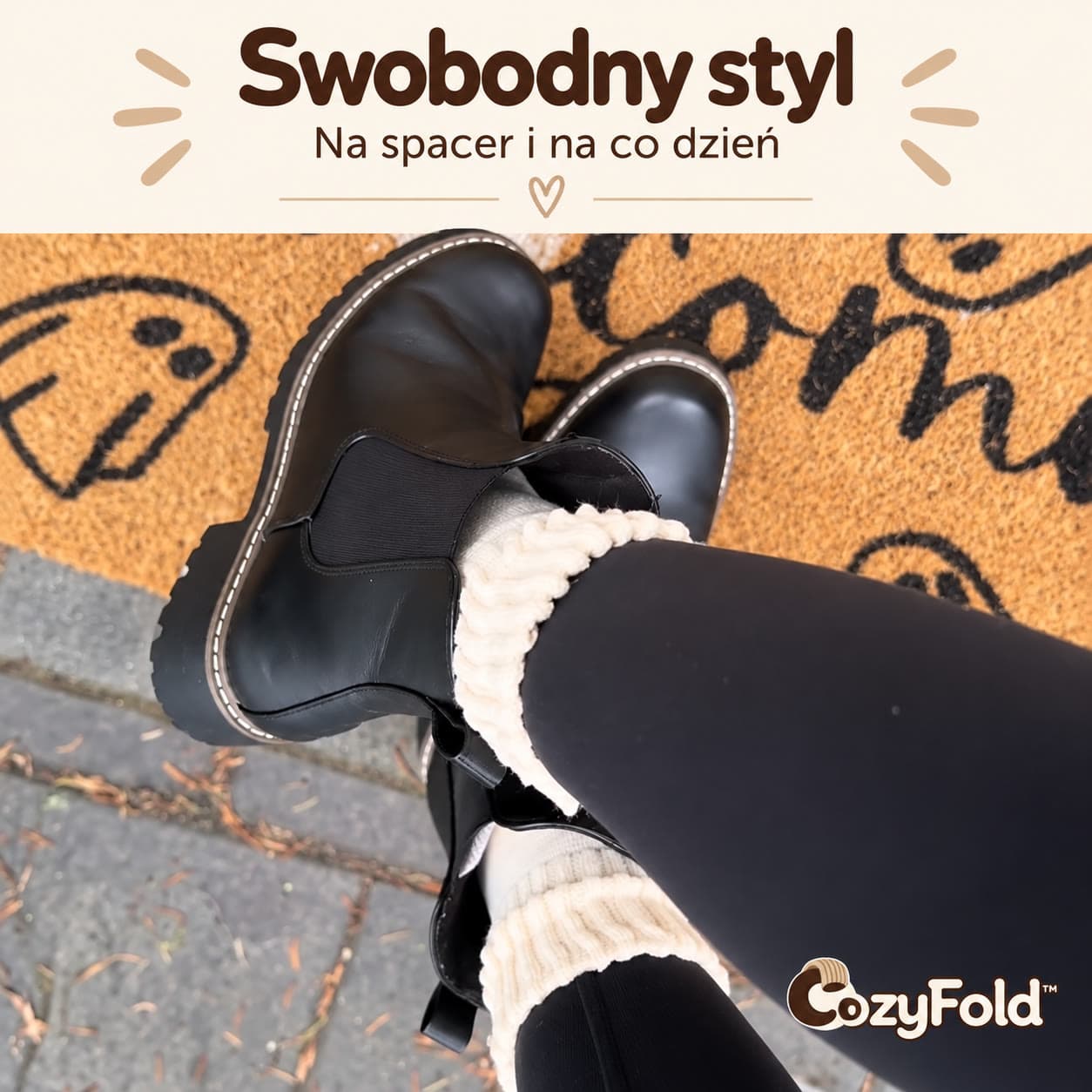 CozyFold™ – skarpety damskie z wywijanym ściągaczem, 5 par