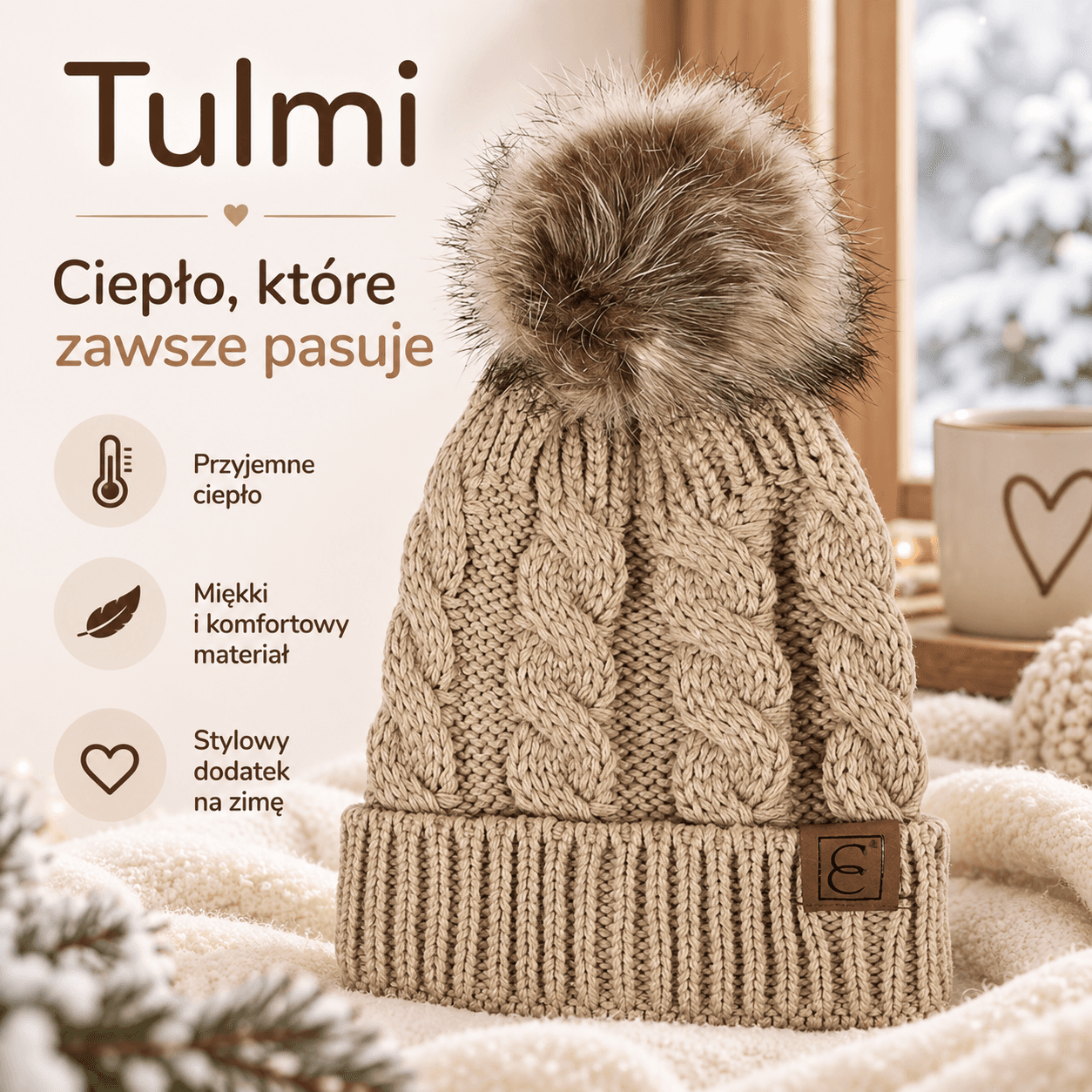 Tulmi™ – ciepła czapka beanie z pomponem
