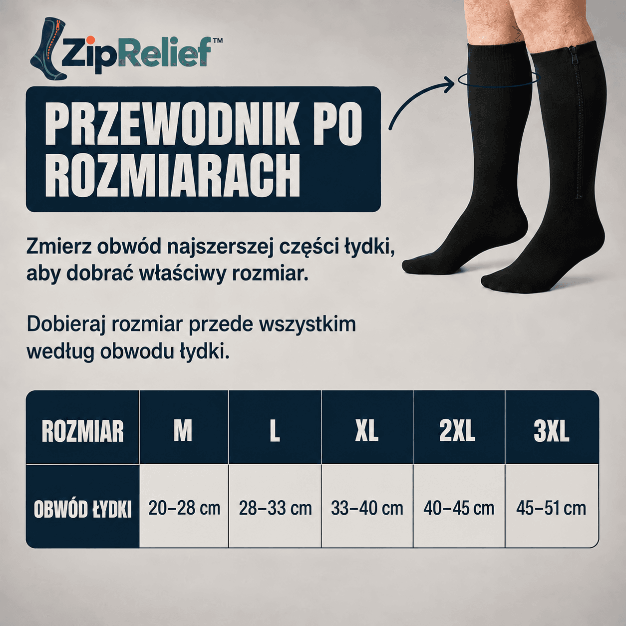 ZipRelief™ – Skarpety Kompresyjne z Zamkiem