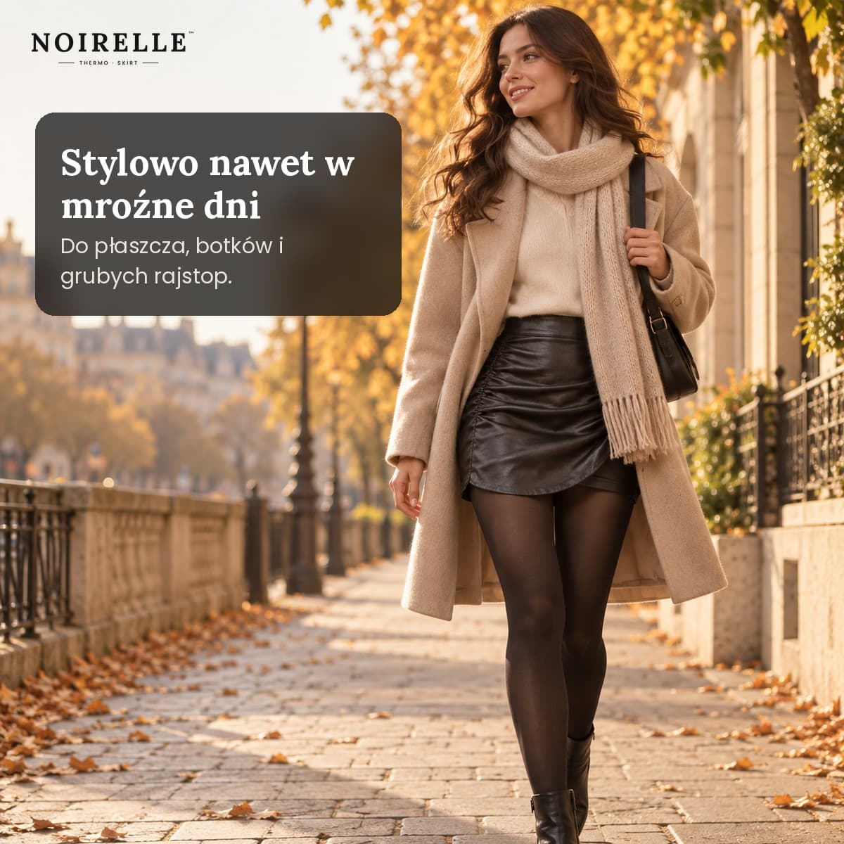 Noirelle™ Thermo – Ocieplana Spódnica z Ekoskóry z Szortami
