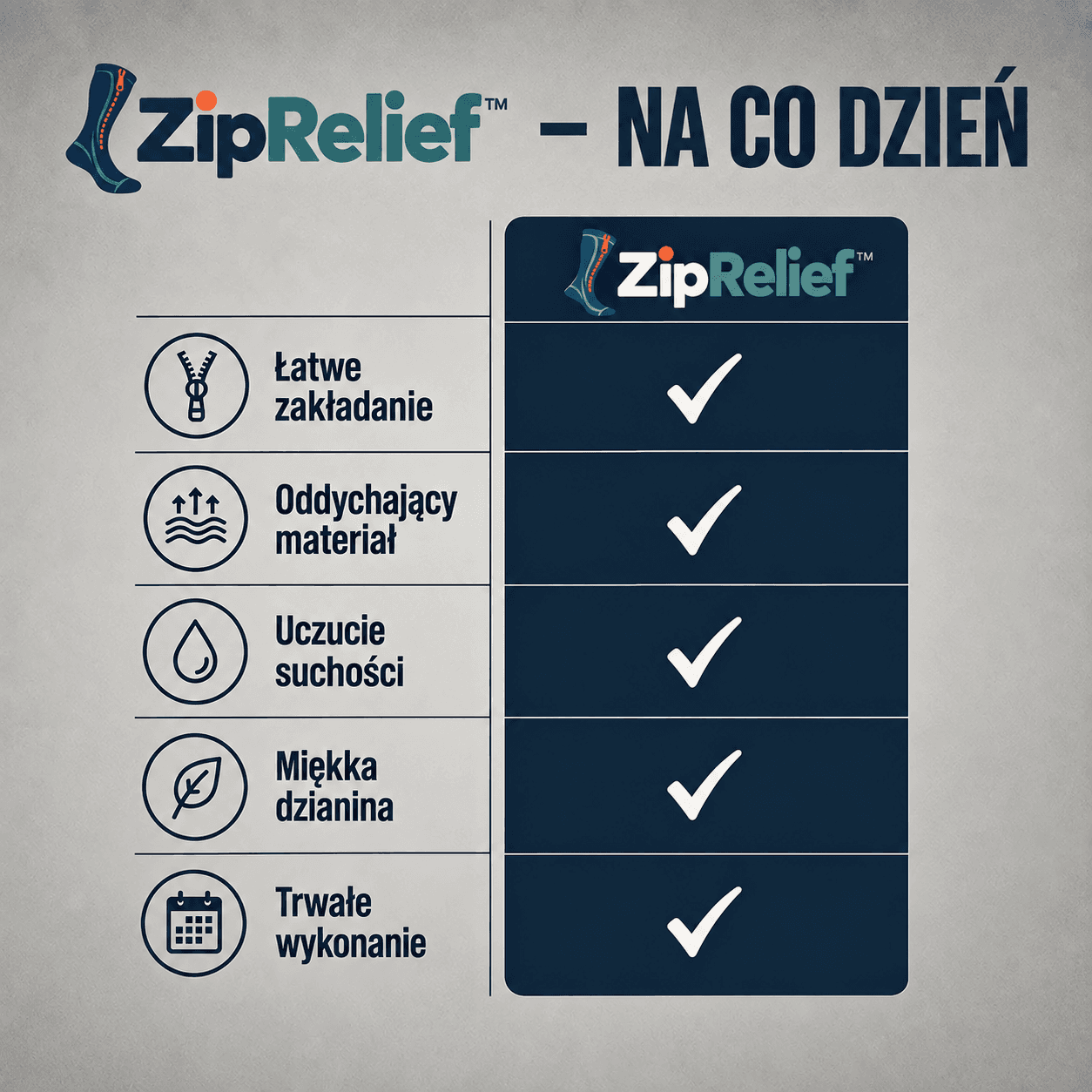 ZipRelief™ – Skarpety Kompresyjne z Zamkiem