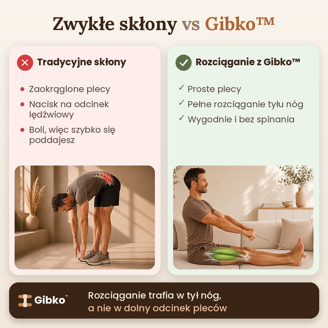 Gibko™ – drewniany rozciągacz do stretchingu nóg i pleców z taśmą