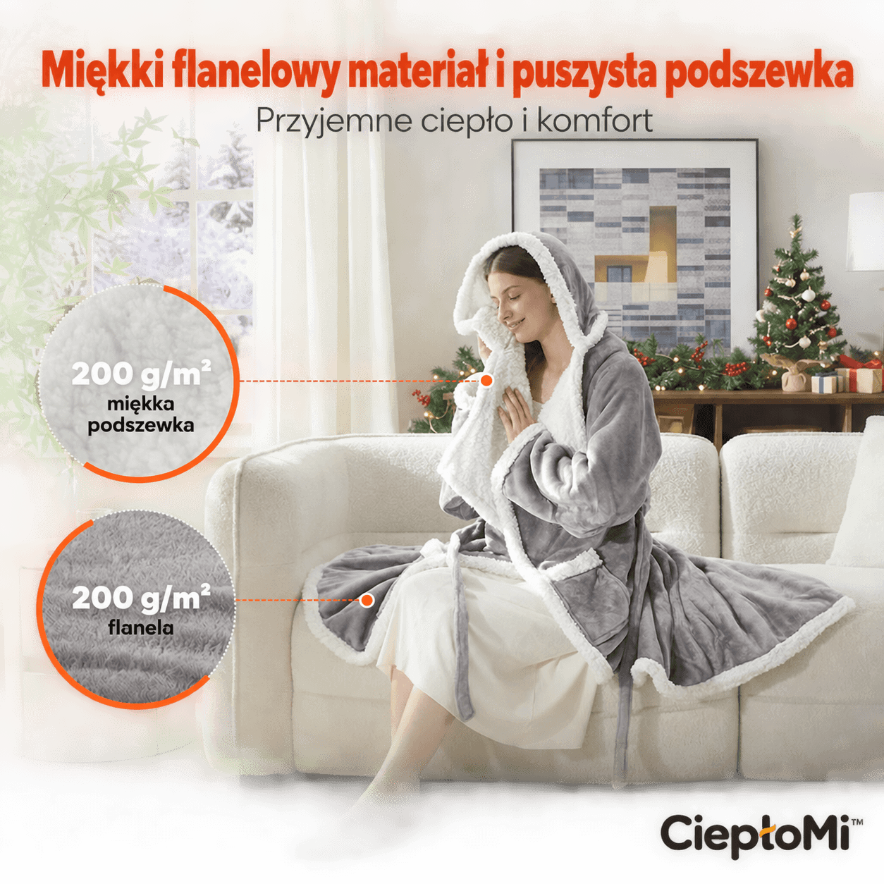 CiepłoMi™ – elektryczny koc do noszenia, gołębia szarość